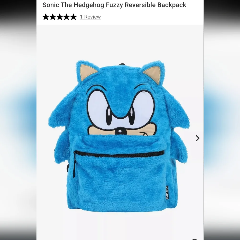 Sonic The Hedgehog Fuzzy Reversible Backpack